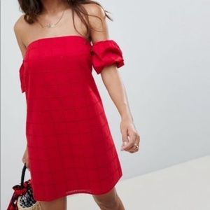ASOS RED off the shoulder dress size 6